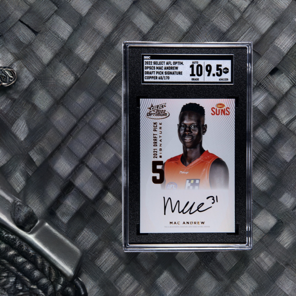 2022 Select AFL Optimum DRAFT PICK SIGNATURE Mac Andrew Graded SGC 9.5