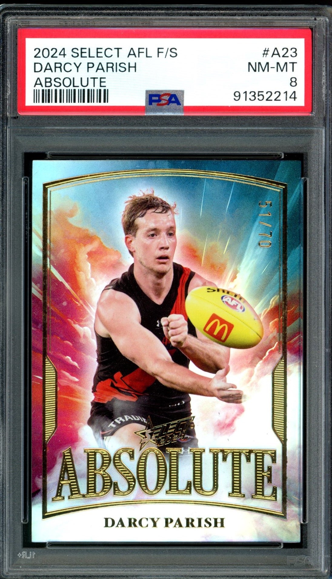 Share 2024 Select AFL ABSOLUTE GOLD Darcy Parish Graded PSA 8