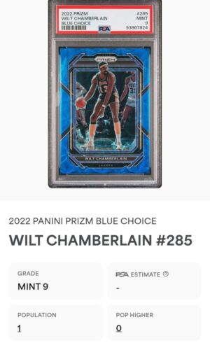 2022 Panini Prizm NBA BLUE CHOICE PRIZM /49 Wilt Chamberlain Graded PSA 9