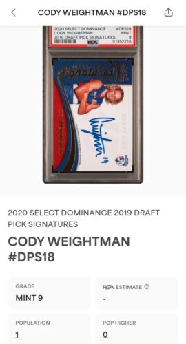 2020 Select Dominance AFL Draft Pick Signature Cody Weightman Graded P