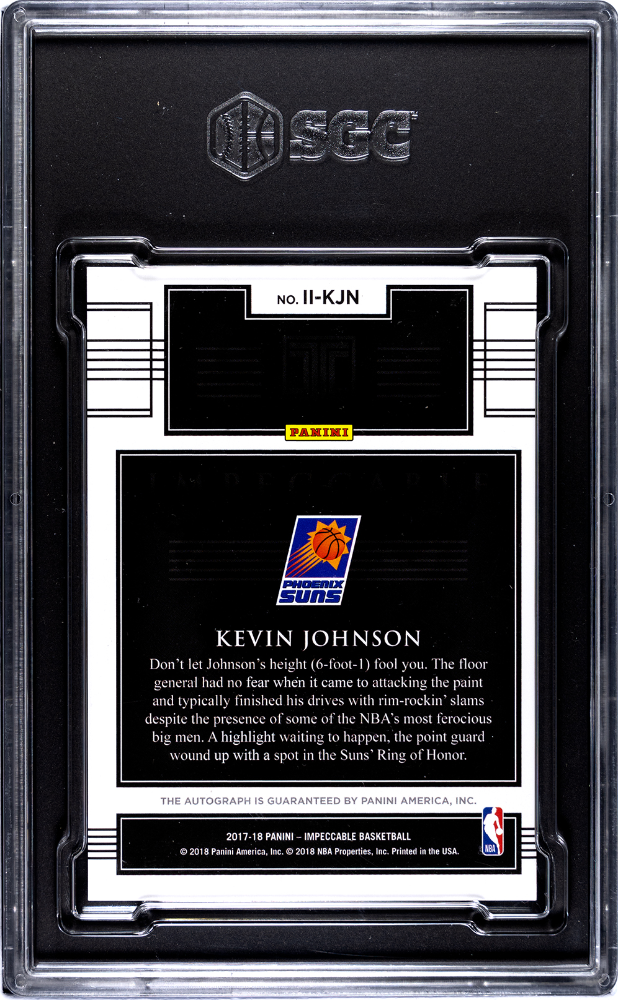 2017-18 Panini NBA Impeccable INDELIBLE INK Kevin Johnson Graded SGC 9 Auto 10