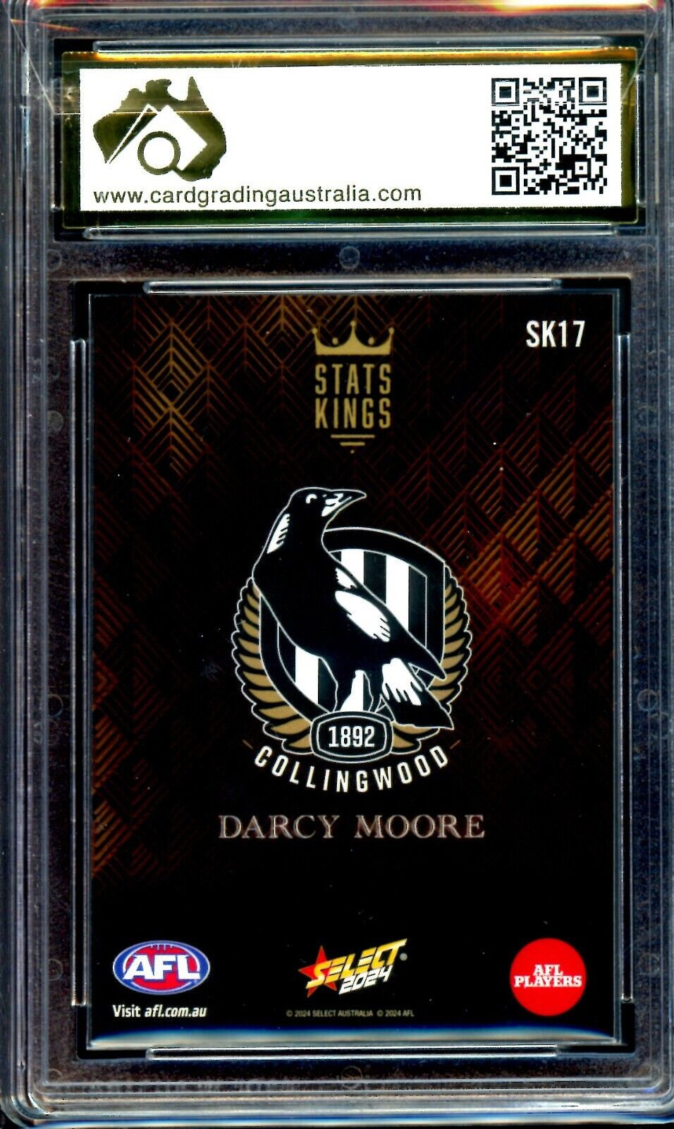 2024 Select AFL Footy Stard STATS KINGS Darcy Moore Graded CGA 9 Colli