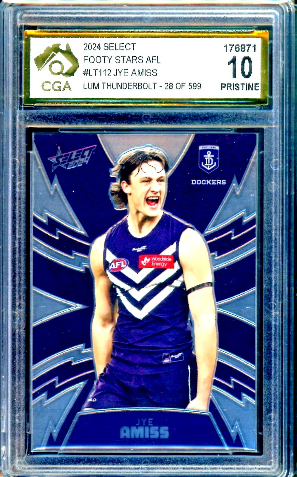 2024 Select AFL Luminous THUNDERBOLT Jye Amiss Graded CGA 10 Fremantle