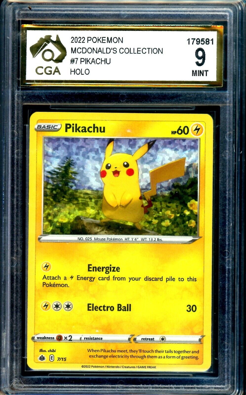 2022 Pokemon McDonald's Collection FULL SET GRADED 1-15 CGA Graded TCG