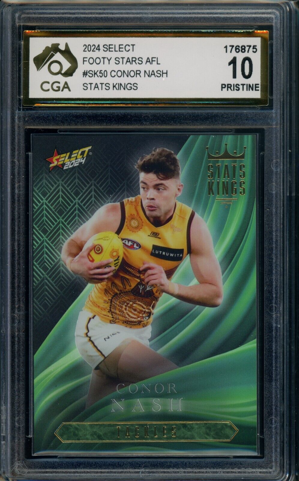 2024 Select AFL STATS KINGS Conor Nash Graded CGA 10 Pristine Hawthorn