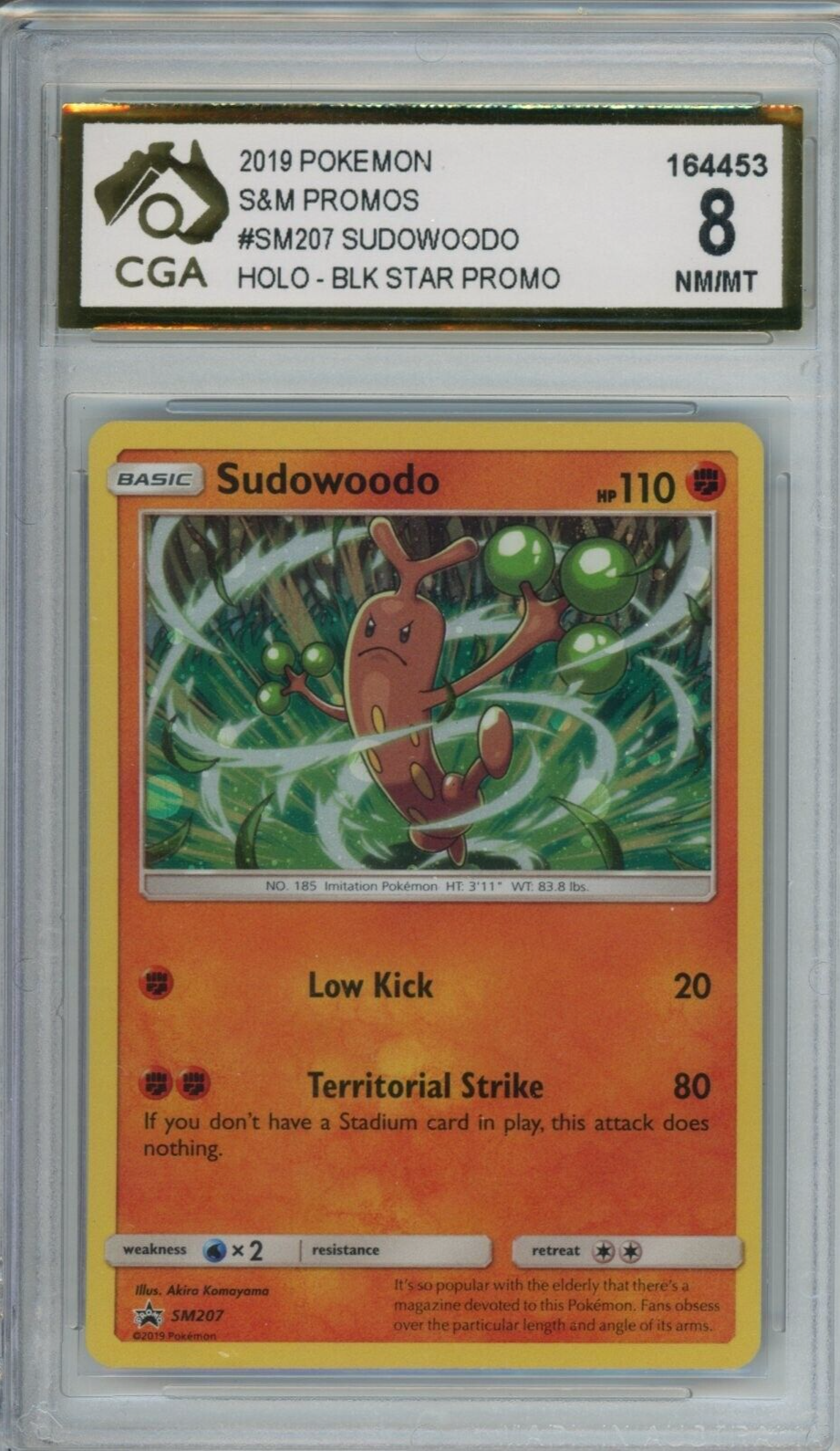 2019 Pokemon S&M Promos Sudowoodo Holo Graded CGA 8 Blackstar Promo