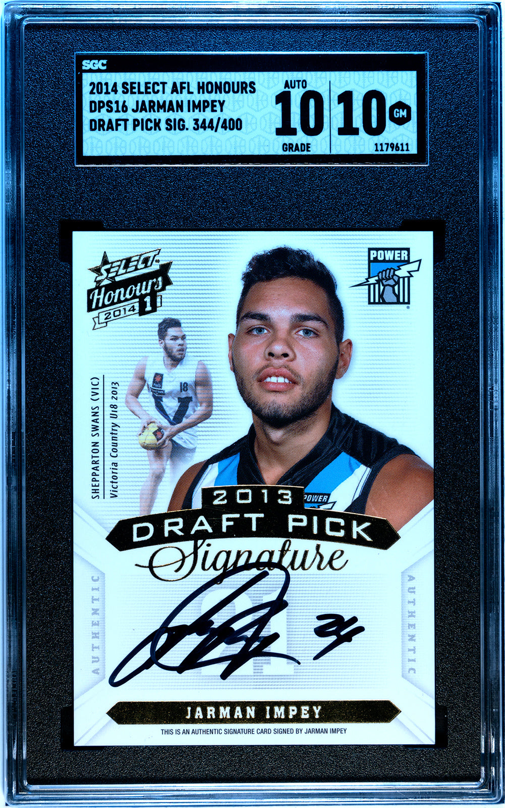 Share 2014 Select AFL Honours DRAFT PICK SIGNATURE Jarman Impey Graded SGC 10/10