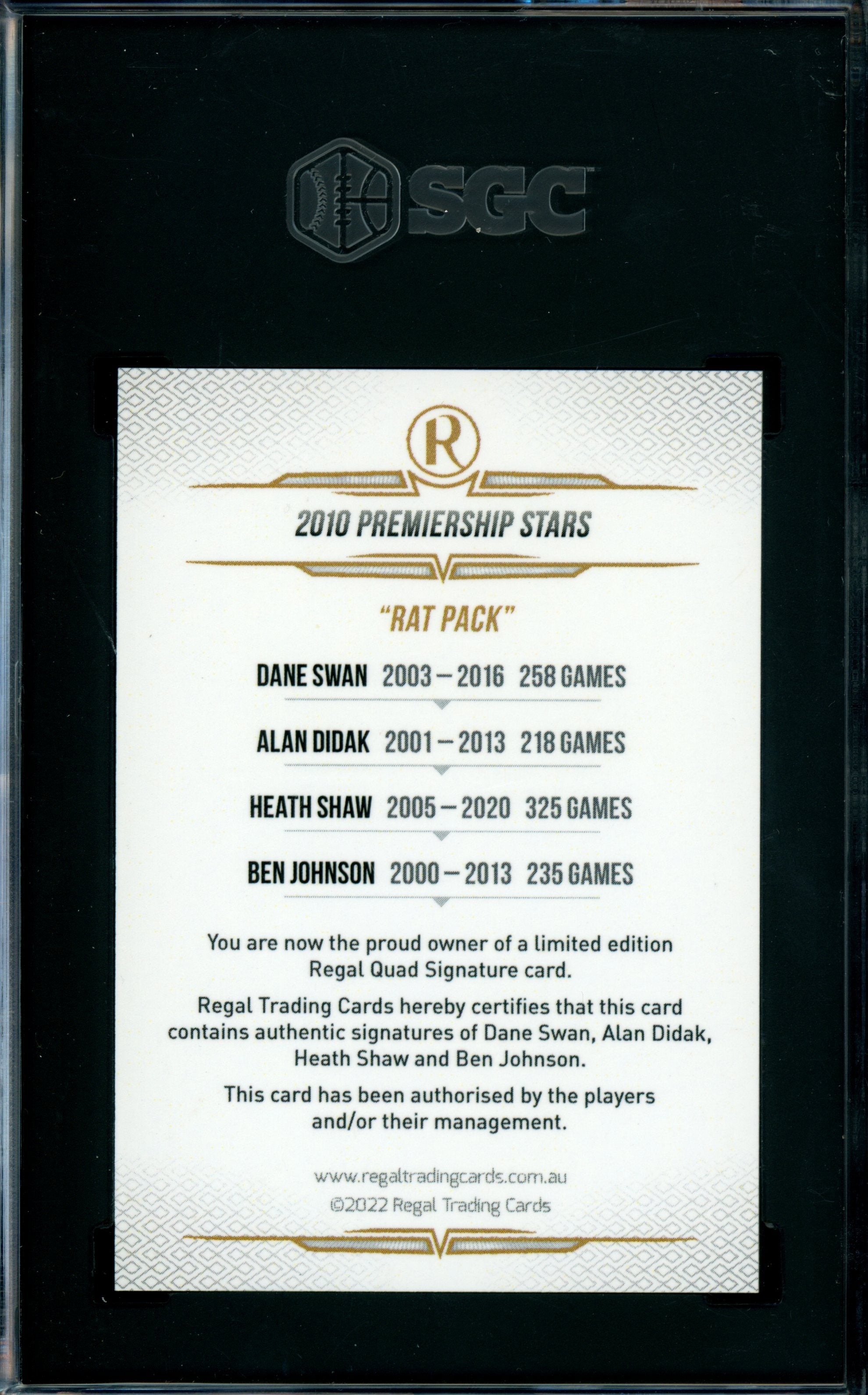 2023 Regal AFL Collingwood 2010 Premiership Stars QUAD AUTO POP 1