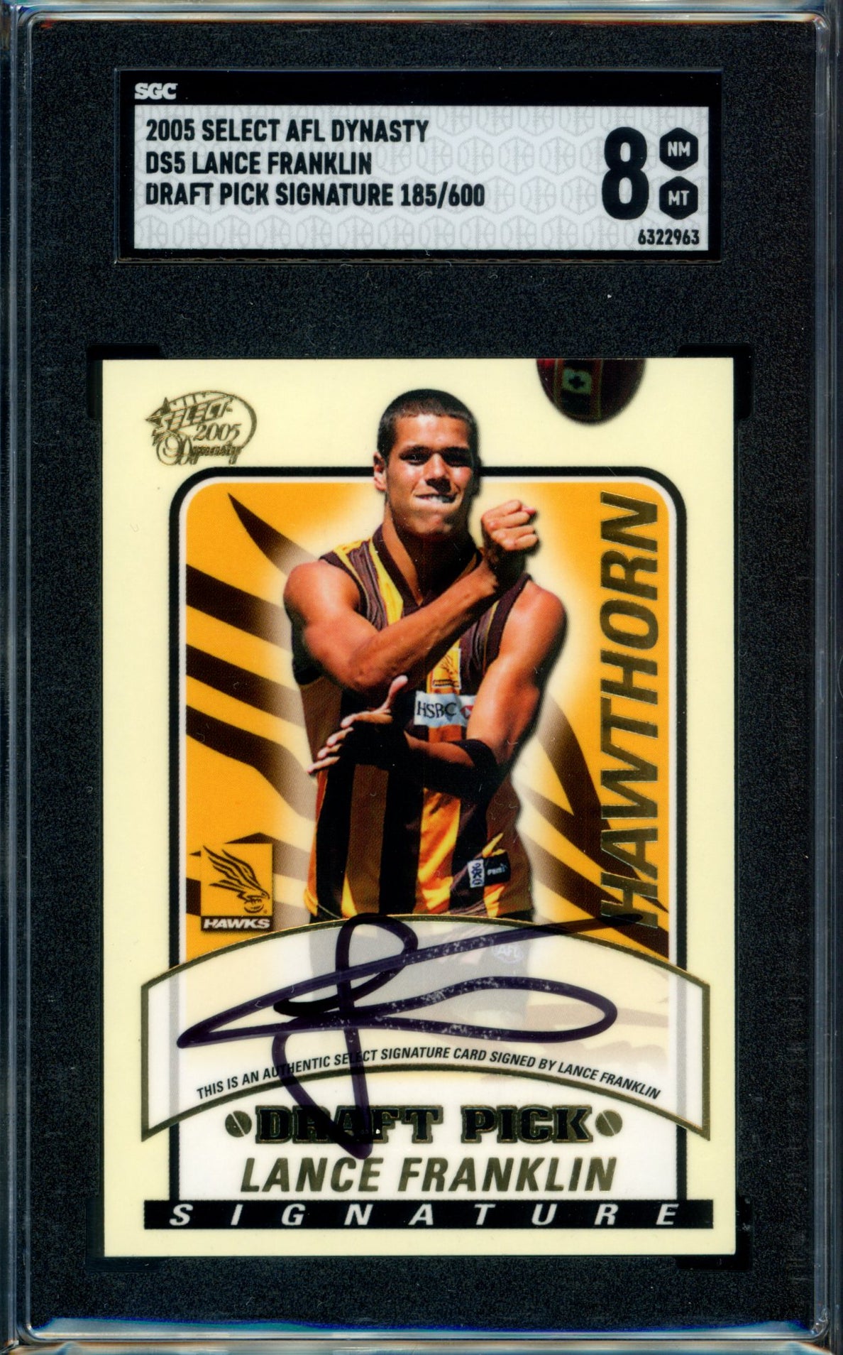 2005 Select AFL Dynasty DRAFT PICK SIGNATURE Lance Franklin Graded SGC 8